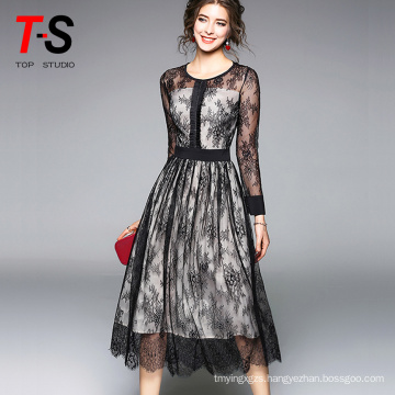 2018 Fashion new design lace dress long sleeve from Alibaba supply